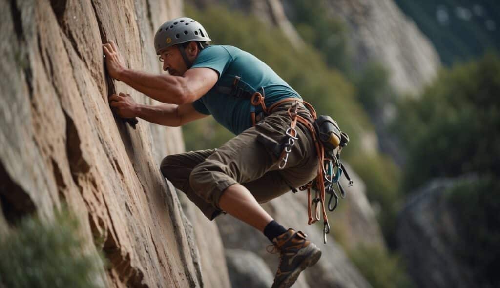 A diverse group of people engage in rock climbing, showcasing the cultural and social aspects of the sport's history