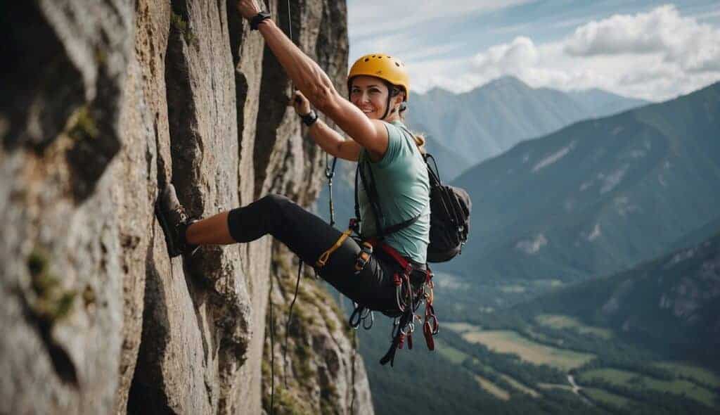 A specialized climbing training with various exercises and techniques being practiced