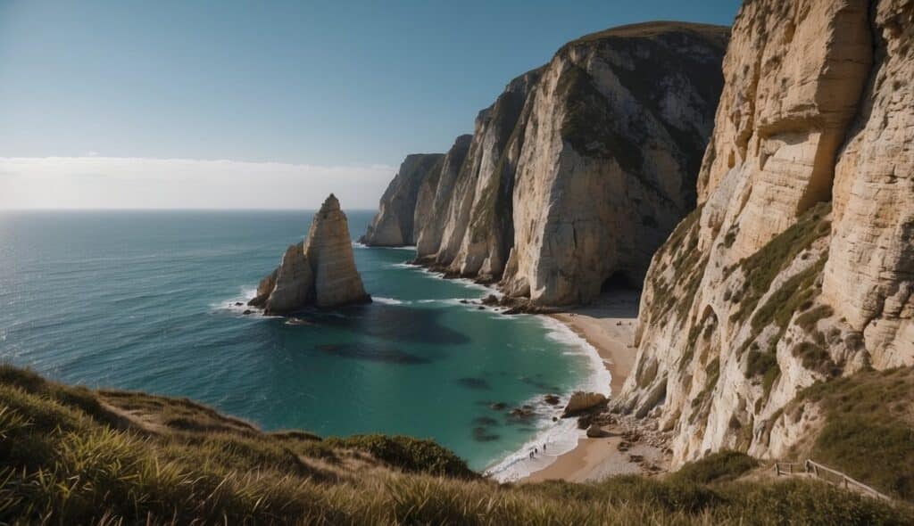 Climbing on Europe's southern coast. Spectacular cliffs and rock formations. Ideal for illustrating a dramatic and adventurous scene